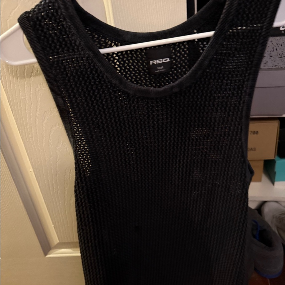 RSQ Sleek Black Mesh Sleeveless Top
